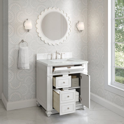 James Martin - Bristol 30" Single Vanity, Bright White w/ 3 CM Ethereal Noctis Silestone Top - 157-V30-BW-3ENC view 4