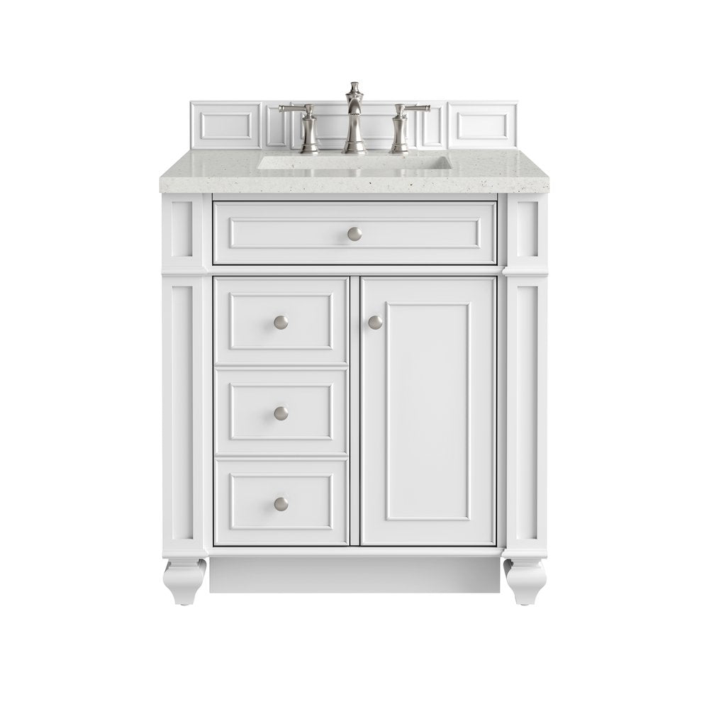 James Martin - Bristol 30" Single Vanity, Bright White w/ 3 CM Lime Delight Silestone Top - 157-V30-BW-3LDL view 1