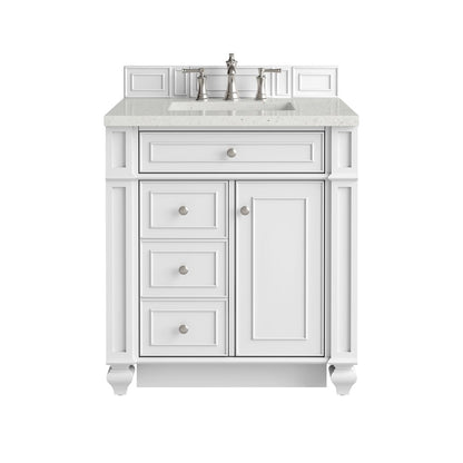 James Martin - Bristol 30" Single Vanity, Bright White w/ 3 CM Lime Delight Silestone Top - 157-V30-BW-3LDL view 1