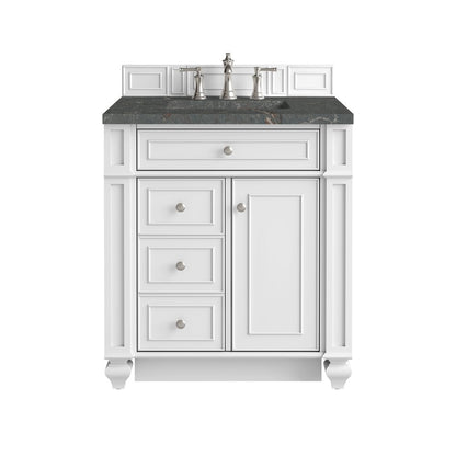 James Martin - Bristol 30" Single Vanity, Bright White w/ 3 CM Parisien Bleu Silestone Top - 157-V30-BW-3PBL view 1
