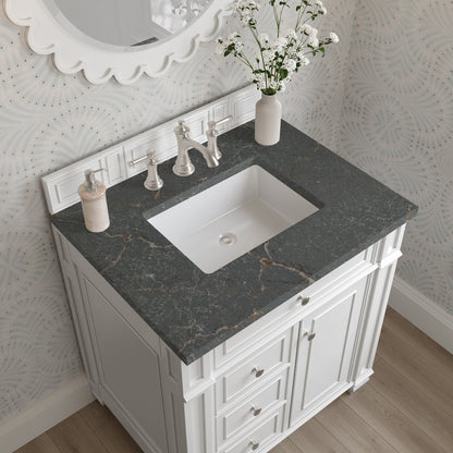 James Martin - Bristol 30" Single Vanity, Bright White w/ 3 CM Parisien Bleu Silestone Top - 157-V30-BW-3PBL view 5