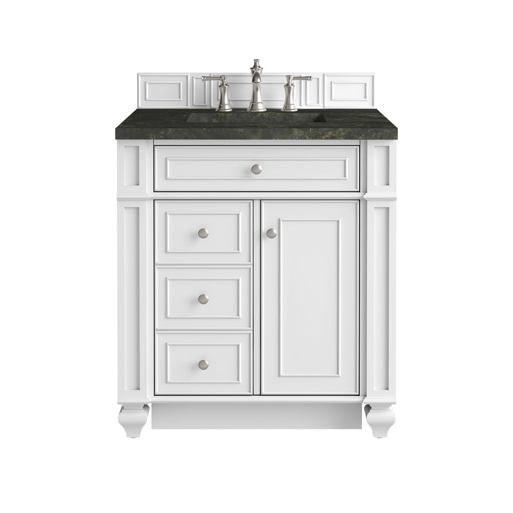 James Martin - Bristol 30" Single Vanity, Bright White, w/ 3 CM Phantome Eclos Top - 157-V30-BW-3PHT view 1