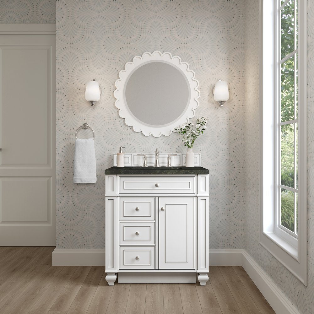 James Martin - Bristol 30" Single Vanity, Bright White, w/ 3 CM Phantome Eclos Top - 157-V30-BW-3PHT view 2