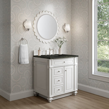 James Martin - Bristol 30" Single Vanity, Bright White, w/ 3 CM Phantome Eclos Top - 157-V30-BW-3PHT view 3