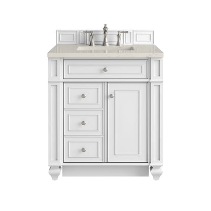 James Martin - Bristol 30" Single Vanity, Bright White, w/ 3 CM Siberian Silestone Top - 157-V30-BW-3SFR view 1