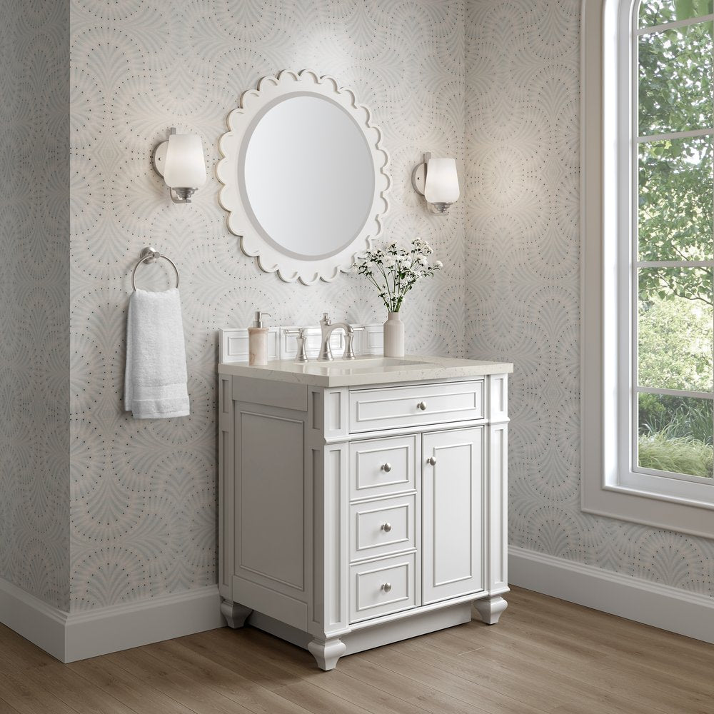 James Martin - Bristol 30" Single Vanity, Bright White, w/ 3 CM Siberian Silestone Top - 157-V30-BW-3SFR view 3