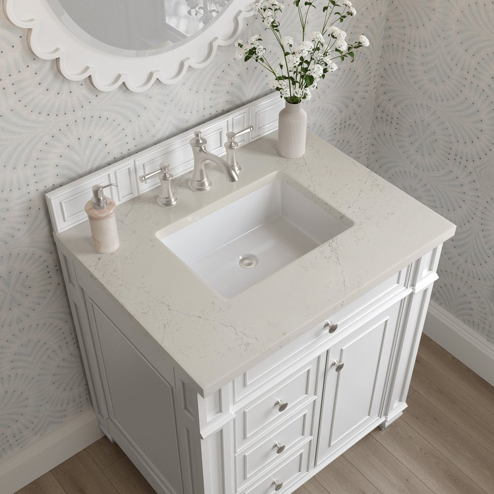 James Martin - Bristol 30" Single Vanity, Bright White, w/ 3 CM Siberian Silestone Top - 157-V30-BW-3SFR view 5
