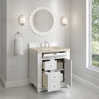 James Martin - Bristol 30" Single Vanity, Bright White, w/ 3 CM Tajnar Eclos Top - 157-V30-BW-3TJR view 4