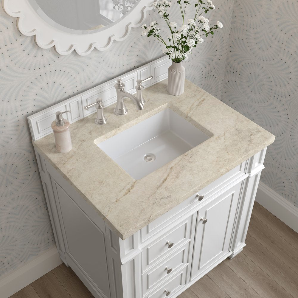 James Martin - Bristol 30" Single Vanity, Bright White, w/ 3 CM Tajnar Eclos Top - 157-V30-BW-3TJR view 5