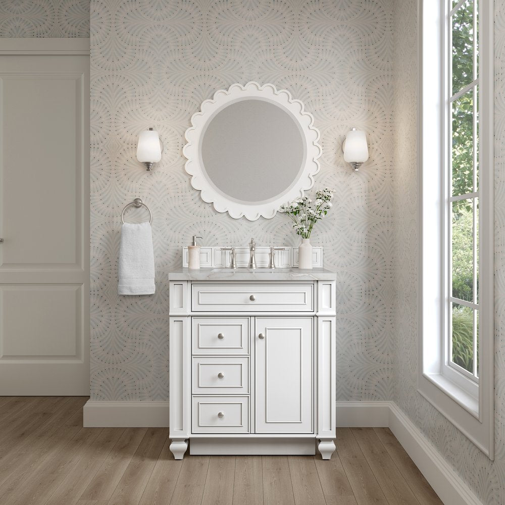James Martin - Bristol 30" Single Vanity, Bright White w/ 3 CM Victorian Silver Silestone Top - 157-V30-BW-3VSL view 2