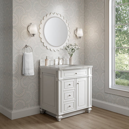 James Martin - Bristol 30" Single Vanity, Bright White w/ 3 CM Victorian Silver Silestone Top - 157-V30-BW-3VSL view 3