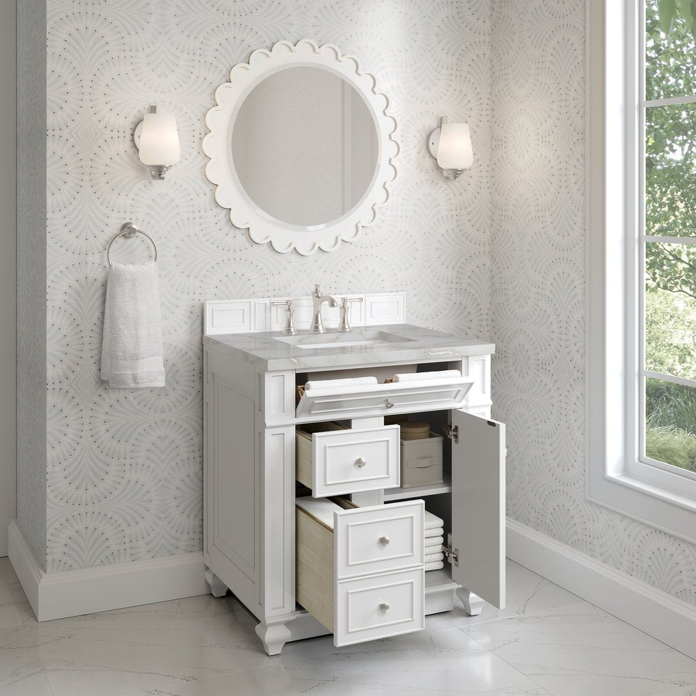 James Martin - Bristol 30" Single Vanity, Bright White w/ 3 CM Victorian Silver Silestone Top - 157-V30-BW-3VSL view 4