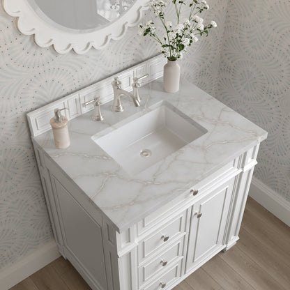 James Martin - Bristol 30" Single Vanity, Bright White w/ 3 CM Victorian Silver Silestone Top - 157-V30-BW-3VSL view 5