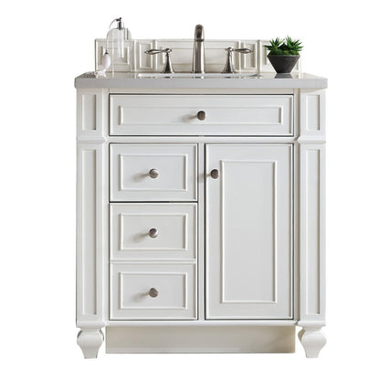 James Martin - Bristol 30" Single Vanity, Bright White w/ 3 CM White Zeus Silestone Top - 157-V30-BW-3WZ view 1