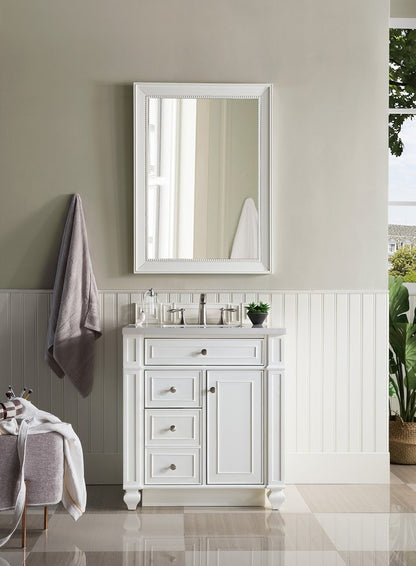 James Martin - Bristol 30" Single Vanity, Bright White w/ 3 CM White Zeus Silestone Top - 157-V30-BW-3WZ view 2