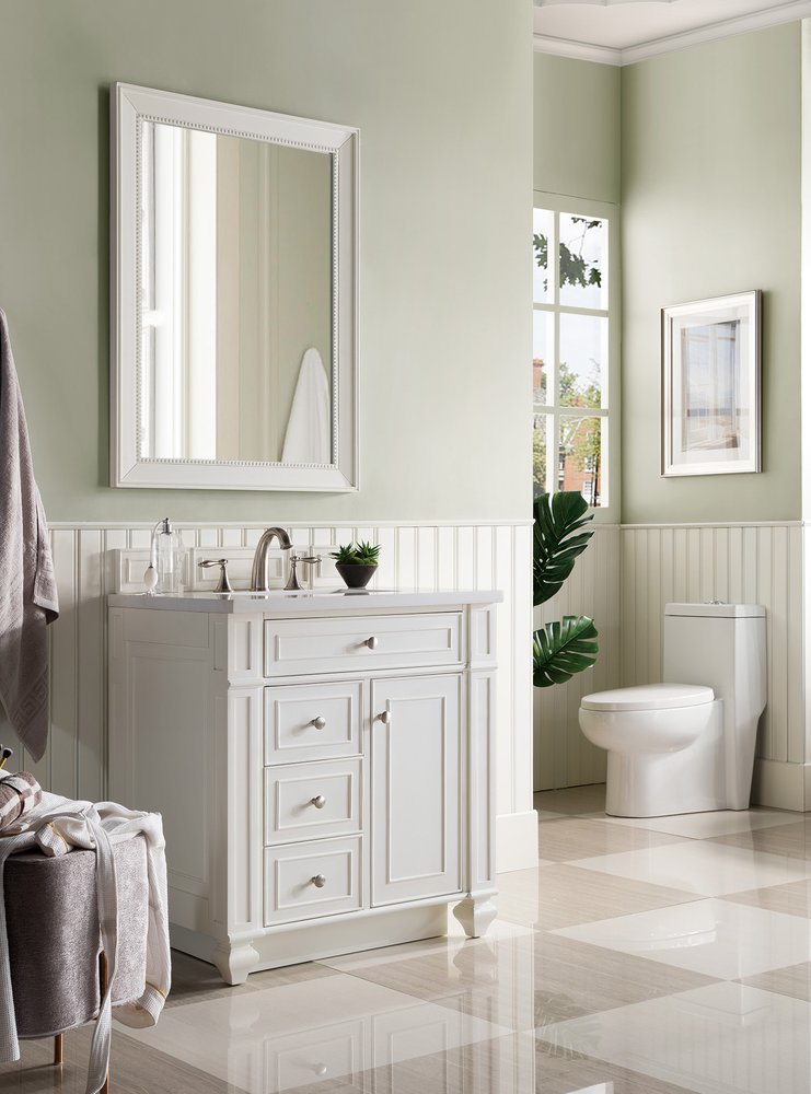 James Martin - Bristol 30" Single Vanity, Bright White w/ 3 CM White Zeus Silestone Top - 157-V30-BW-3WZ view 3