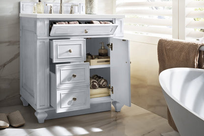 James Martin - Bristol 30" Single Vanity, Bright White w/ 3 CM White Zeus Silestone Top - 157-V30-BW-3WZ view 4