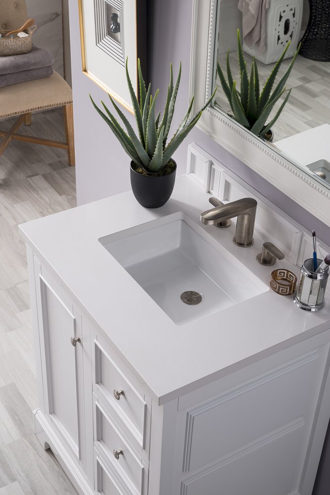 James Martin - Bristol 30" Single Vanity, Bright White w/ 3 CM White Zeus Silestone Top - 157-V30-BW-3WZ view 5