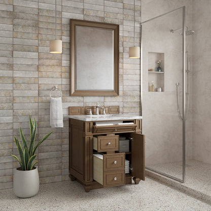 James Martin - Bristol 30" Single Vanity, Saddle Brown w/ 3 CM Carrara Marble Top - 157-V30-SBR-3CAR view 4