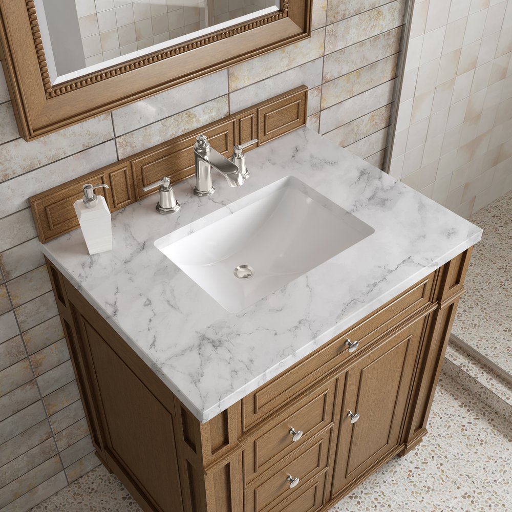 James Martin - Bristol 30" Single Vanity, Saddle Brown w/ 3 CM Carrara Marble Top - 157-V30-SBR-3CAR view 5