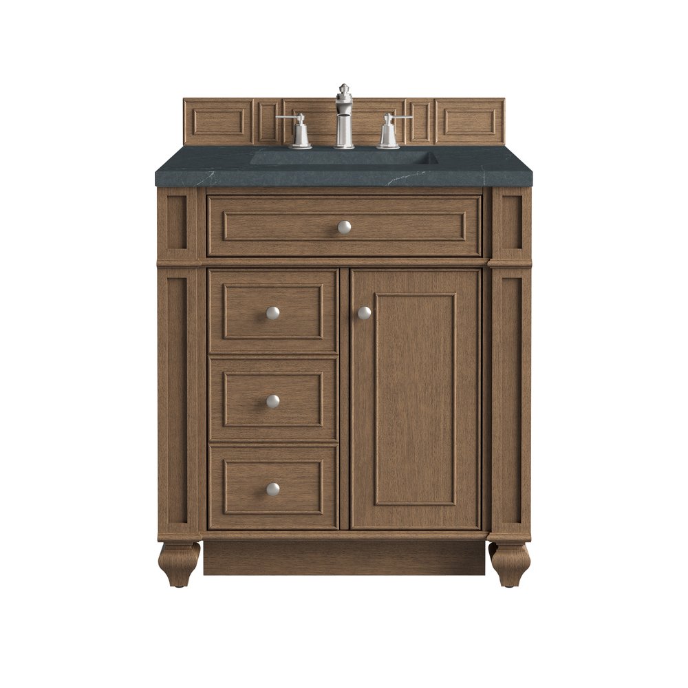 James Martin - Bristol 30" Single Vanity, Saddle Brown w/ 3 CM Charcoal Soapstone Silestone Top - 157-V30-SBR-3CSP view 1