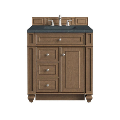 James Martin - Bristol 30" Single Vanity, Saddle Brown w/ 3 CM Charcoal Soapstone Silestone Top - 157-V30-SBR-3CSP view 1