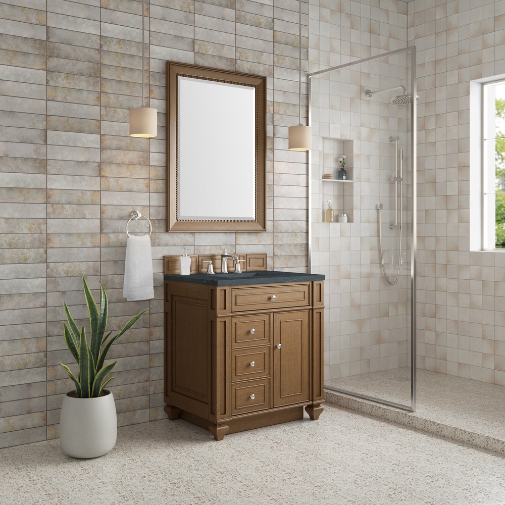 James Martin - Bristol 30" Single Vanity, Saddle Brown w/ 3 CM Charcoal Soapstone Silestone Top - 157-V30-SBR-3CSP view 3