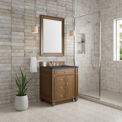 James Martin - Bristol 30" Single Vanity, Saddle Brown w/ 3 CM Charcoal Soapstone Silestone Top - 157-V30-SBR-3CSP view 3