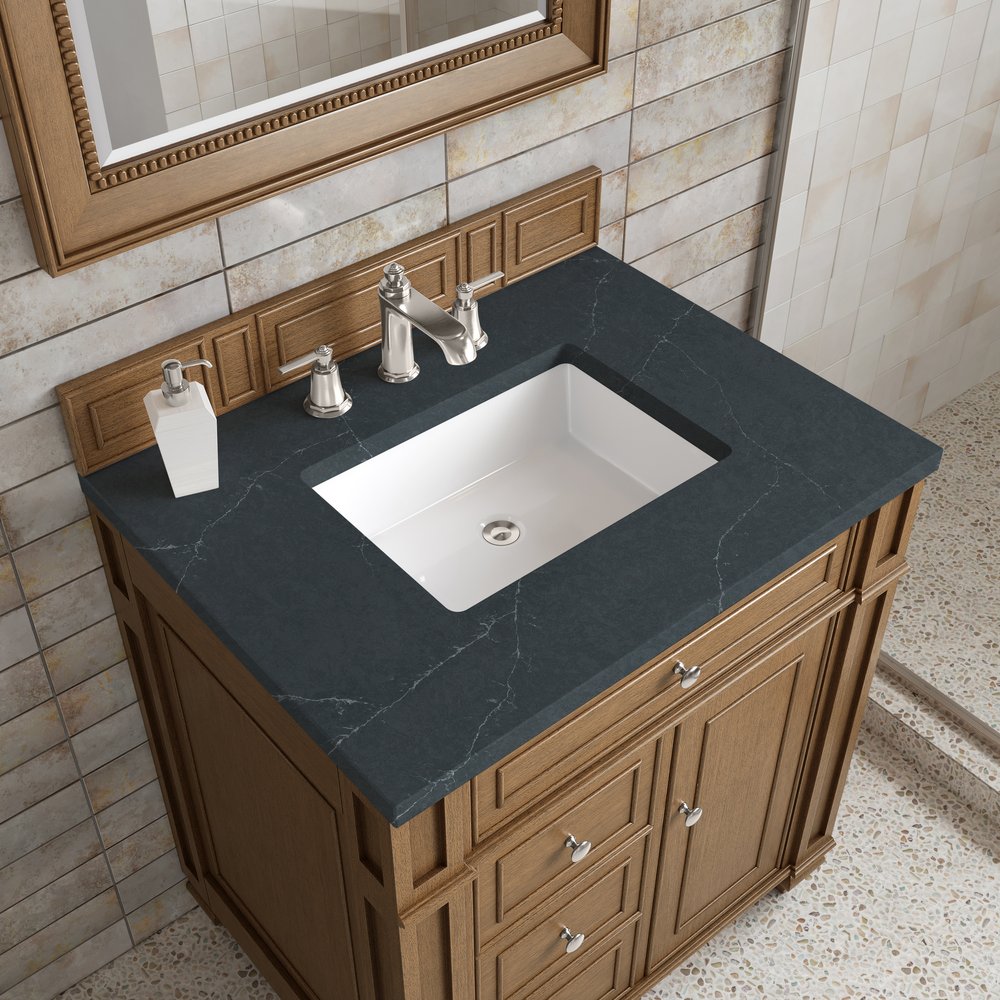 James Martin - Bristol 30" Single Vanity, Saddle Brown w/ 3 CM Charcoal Soapstone Silestone Top - 157-V30-SBR-3CSP view 5