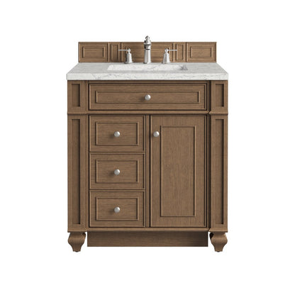 James Martin - Bristol 30" Single Vanity, Saddle Brown w/ 3 CM Eternal Jasmine Pearl Silestone Top - 157-V30-SBR-3EJP view 1
