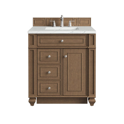 James Martin - Bristol 30" Single Vanity, Saddle Brown w/ 3 CM Ethereal Noctis Silestone Top - 157-V30-SBR-3ENC view 1