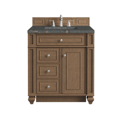 James Martin - Bristol 30" Single Vanity, Saddle Brown w/ 3 CM Parisien Bleu Silestone Top - 157-V30-SBR-3PBL view 1