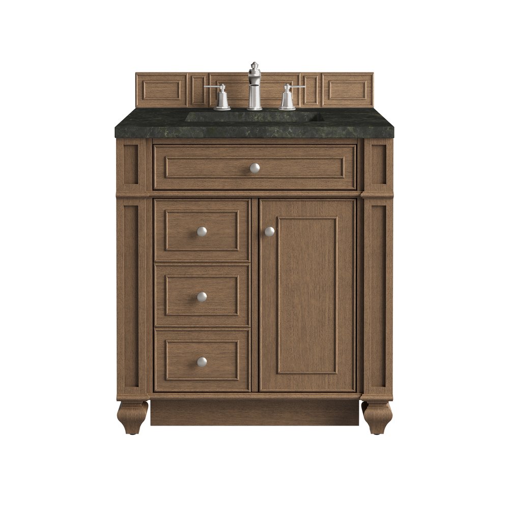 James Martin - Bristol 30" Single Vanity, Saddle Brown, w/ 3 CM Phantome Eclos Top - 157-V30-SBR-3PHT view 1