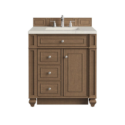 James Martin - Bristol 30" Single Vanity, Saddle Brown, w/ 3 CM Siberian Silestone Top - 157-V30-SBR-3SFR view 1