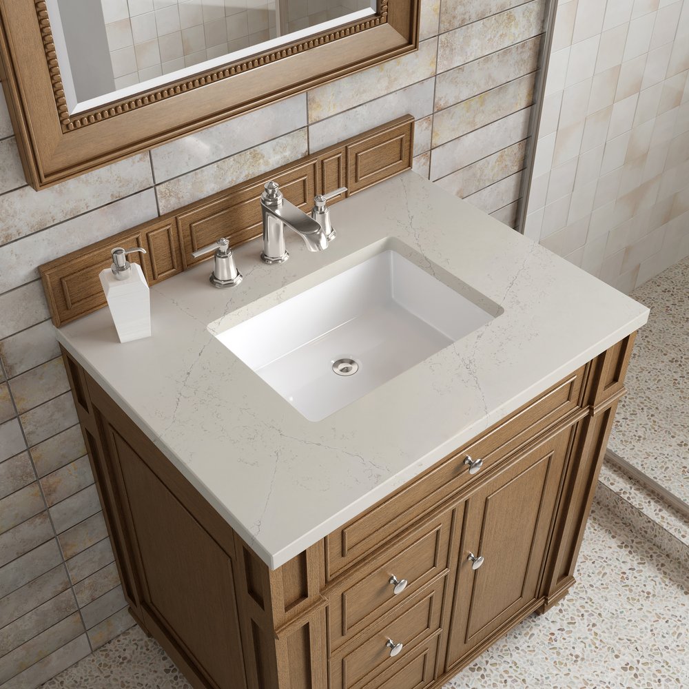 James Martin - Bristol 30" Single Vanity, Saddle Brown, w/ 3 CM Siberian Silestone Top - 157-V30-SBR-3SFR view 5
