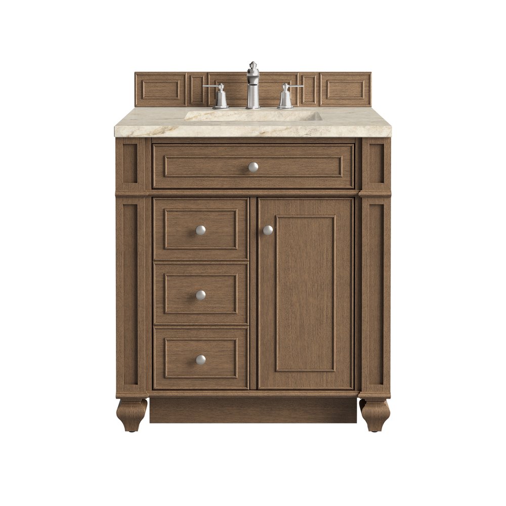 James Martin - Bristol 30" Single Vanity, Saddle Brown, w/ 3 CM Tajnar Eclos Top - 157-V30-SBR-3TJR view 1
