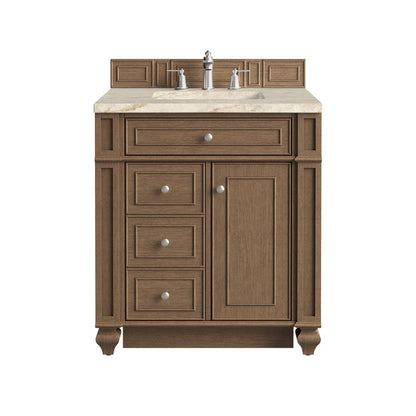 James Martin - Bristol 30" Single Vanity, Saddle Brown, w/ 3 CM Tajnar Eclos Top - 157-V30-SBR-3TJR view 1