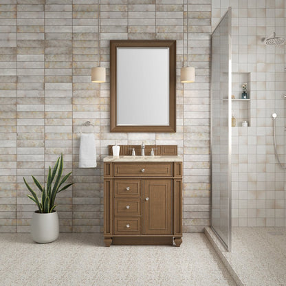 James Martin - Bristol 30" Single Vanity, Saddle Brown, w/ 3 CM Tajnar Eclos Top - 157-V30-SBR-3TJR view 2