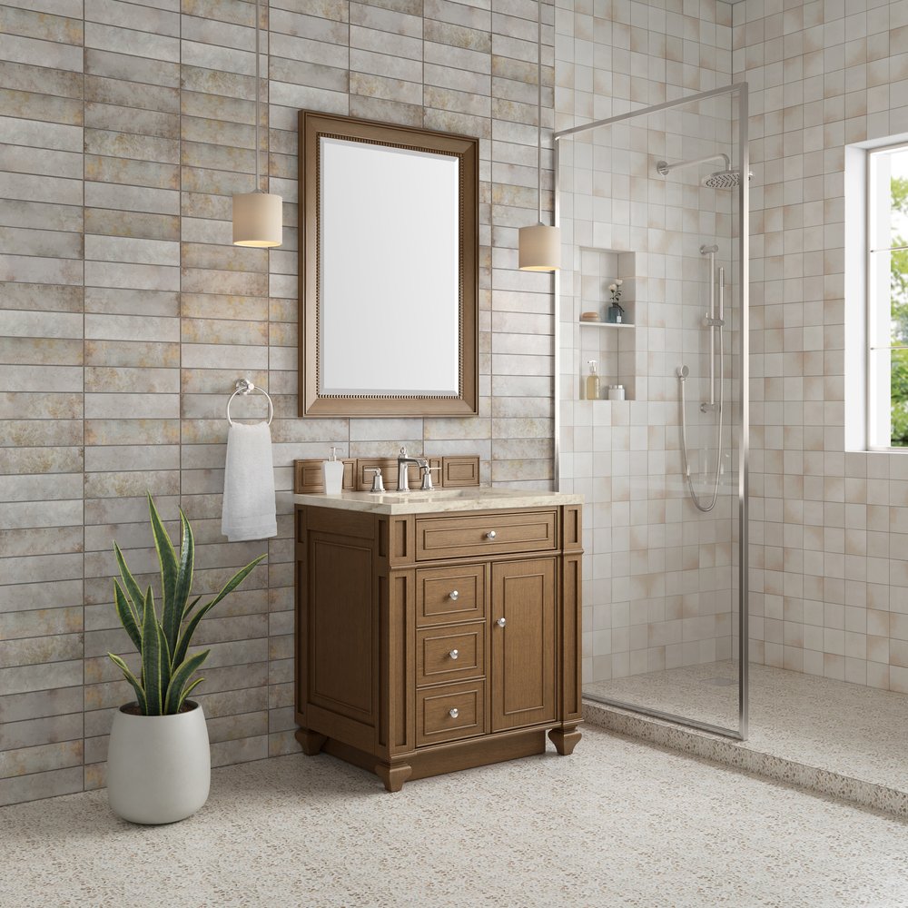 James Martin - Bristol 30" Single Vanity, Saddle Brown, w/ 3 CM Tajnar Eclos Top - 157-V30-SBR-3TJR view 3