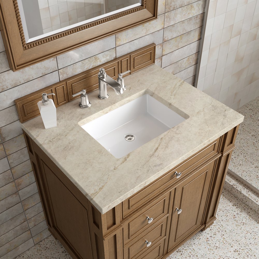 James Martin - Bristol 30" Single Vanity, Saddle Brown, w/ 3 CM Tajnar Eclos Top - 157-V30-SBR-3TJR view 5