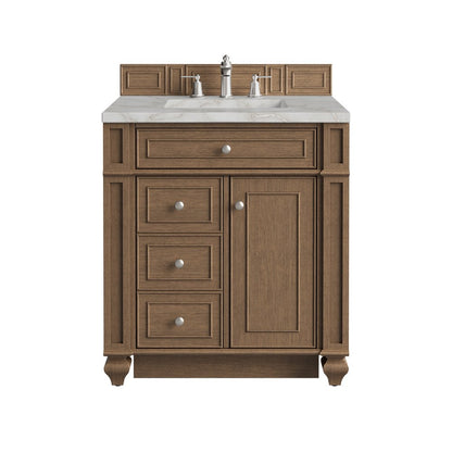James Martin - Bristol 30" Single Vanity, Saddle Brown w/ 3 CM Victorian Silver Silestone Top - 157-V30-SBR-3VSL view 1