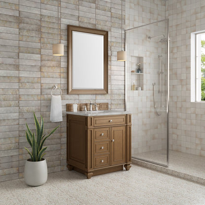 James Martin - Bristol 30" Single Vanity, Saddle Brown w/ 3 CM Victorian Silver Silestone Top - 157-V30-SBR-3VSL view 3