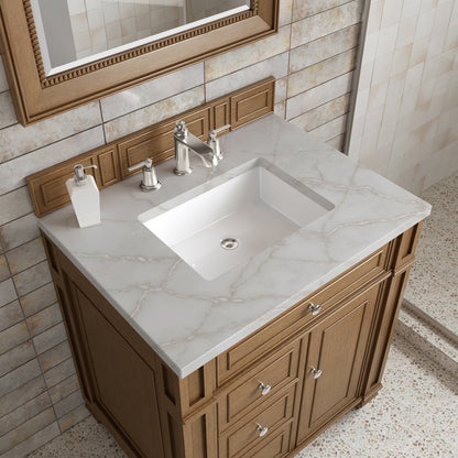 James Martin - Bristol 30" Single Vanity, Saddle Brown w/ 3 CM Victorian Silver Silestone Top - 157-V30-SBR-3VSL view 5