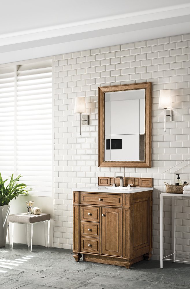 James Martin - Bristol 30" Single Vanity, Saddle Brown w/ 3 CM White Zeus Silestone Top - 157-V30-SBR-3WZ view 3