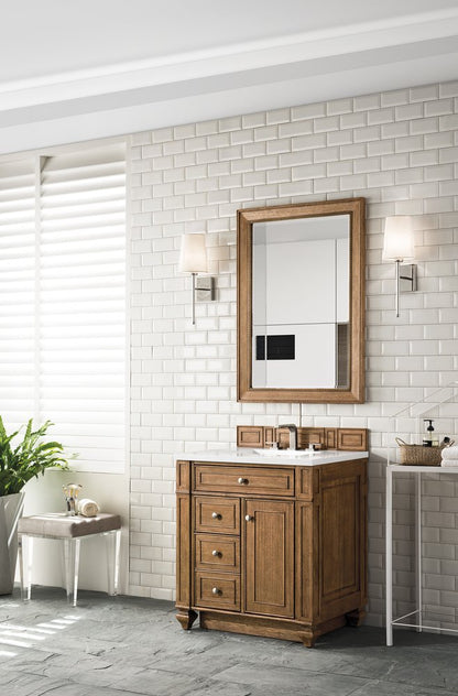 James Martin - Bristol 30" Single Vanity, Saddle Brown w/ 3 CM White Zeus Silestone Top - 157-V30-SBR-3WZ view 3