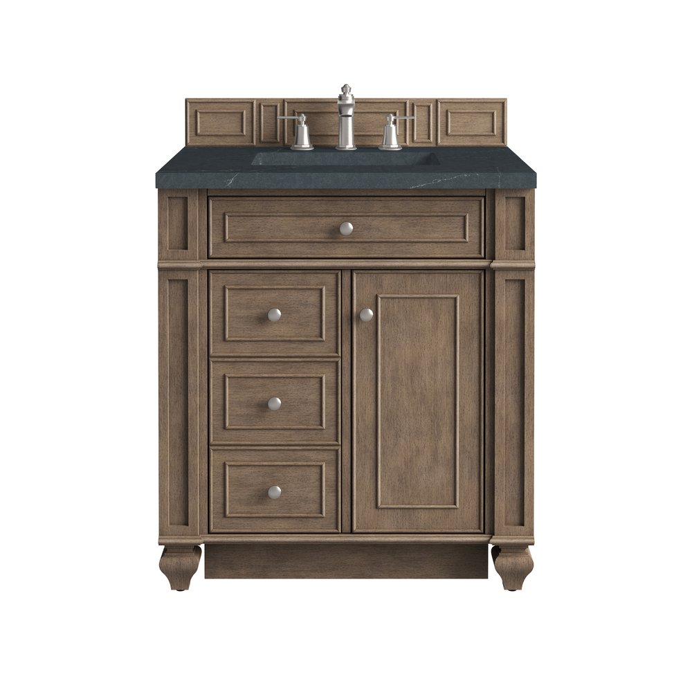 James Martin - Bristol 30" Single Vanity, Whitewashed Walnut w/ 3 CM Charcoal Soapstone Silestone Top - 157-V30-WW-3CSP view 1