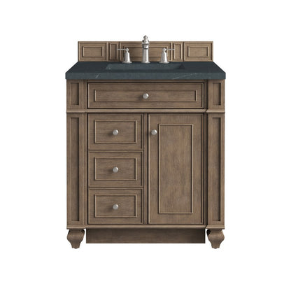 James Martin - Bristol 30" Single Vanity, Whitewashed Walnut w/ 3 CM Charcoal Soapstone Silestone Top - 157-V30-WW-3CSP view 1