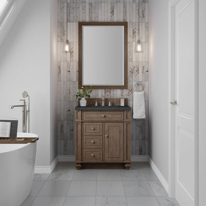 James Martin - Bristol 30" Single Vanity, Whitewashed Walnut w/ 3 CM Charcoal Soapstone Silestone Top - 157-V30-WW-3CSP view 2