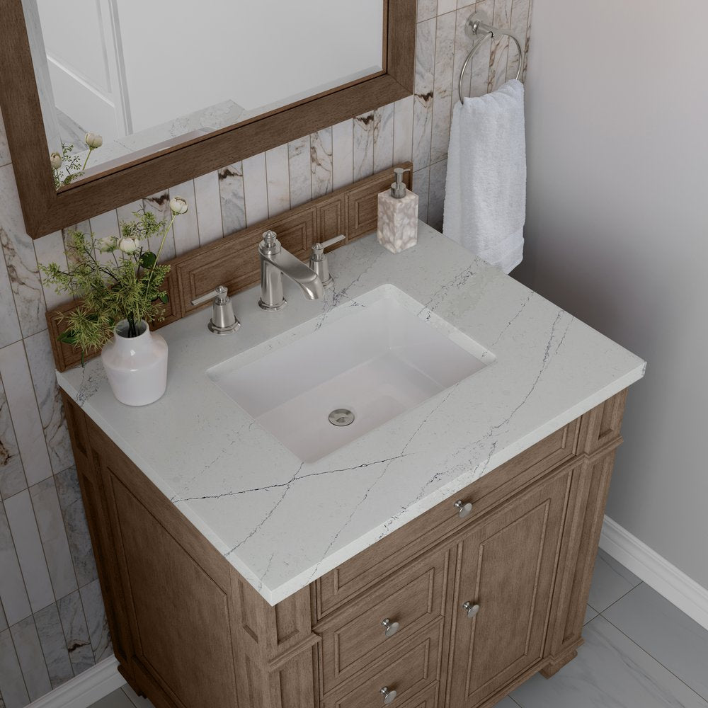 James Martin - Bristol 30" Single Vanity, Whitewashed Walnut w/ 3 CM Ethereal Noctis Silestone Top - 157-V30-WW-3ENC view 5