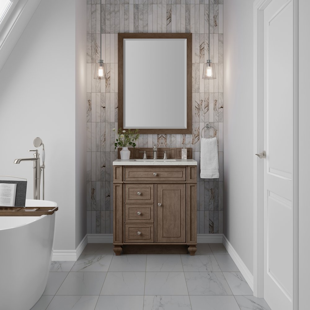 James Martin - Bristol 30" Single Vanity, Whitewashed Walnut w/ 3 CM Lime Delight Silestone Top - 157-V30-WW-3LDL view 2